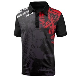 JACKETOWN Mens Polo Shirts Short Sleeve Print Dry Fit Performance Moisture Wicking Casual Collared Golf Shirts