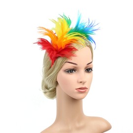 Lurrose 20s Headband Feather Headband Wedding Headpiece Vintage Party Gatsby Costume Accessories (Colourful)