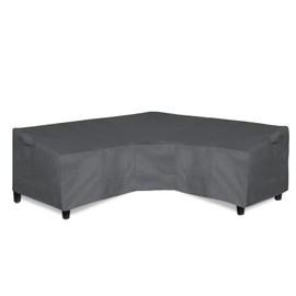 Easy-Going Patio V-Shaped Sectional Sofa Cover, Waterproof Outdoor Sectional Cover,Heavy Duty Garden Furniture Cover with Air Vent 118" L (on Each Side) x 33.5" D x 31" H, Dark Gray
