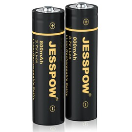 JESSPOW 2 Pack 14500 Battery 3.7V Li-ion Rechargeable Battery, 800mAh AA Size Rechargeable Batteries 3.7V Battery for Flashlight, Toys etc.