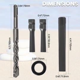 IVWNNN Rock Splitting Wedges 5/8 inch Rockhounding Tools with 160MM SDS Rotary Drill Bit for Splitting Granite, Marble, Concrete (6 Pack, 16mm)