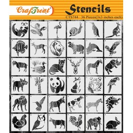 CrafTreat 36 Pieces Animal Stencil, Stencils for Painting on Wood, Elegant Stencils for Crafts, DIY Painting Stencils for Canvas, Reusable Stencils for Painting on Walls