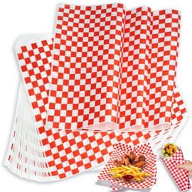 100Pcs Deli Paper Sheets 11x11", Premium Wax Paper Sheets for Food, Grease Resistant Food Basket Liners, Classic Checkered Sandwich Wrapping Paper for Picnic, Thanksgiving Christmas Party, YEHOSHUN