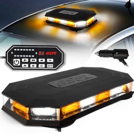 ASPL 16.5 Inch Roof Top Beacon Emergency Strobe Light with Controller 56 LED Magnetic Warning Caution lights bar Traffic Hazard Plow Light for Trucks Vehicles Construction Snowplow (Amber/White)