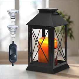 Candle Warmer Lamp with Timer,Compatible with 3 Wick Candles/Large Candel Jars,Vintage Lamp Candle Warmer Lantern,Dimmable Candle Lamp Warmer Farmhouse,Fully Enclosed Designed and Hanging Up-Black