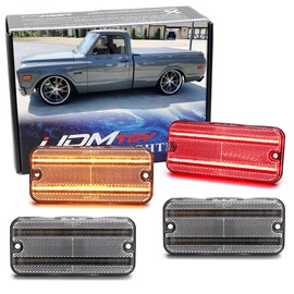 iJDMTOY Semi-Clear Lens Amber/Red Double-Row Full LED Front/Rear Side Marker Light Kit Compatible With 1968-1972 C10 C20 K10 C15/C1500 C25/C2500 K15/K1500 Jimmy, etc