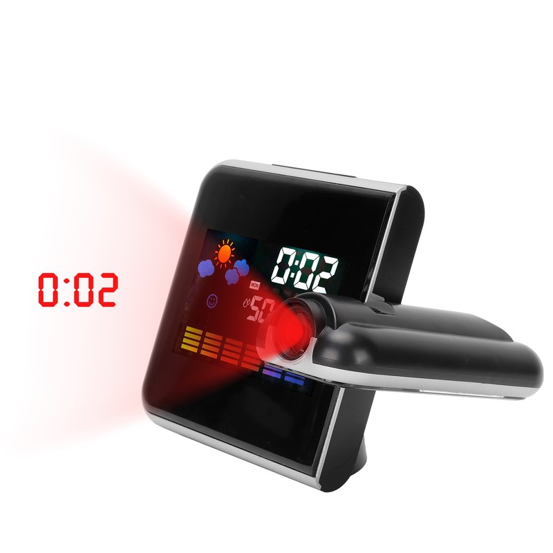 Indoor Projection LED Clock Thermometer Hygrometer Weather Forecast Snooze Perpetual
