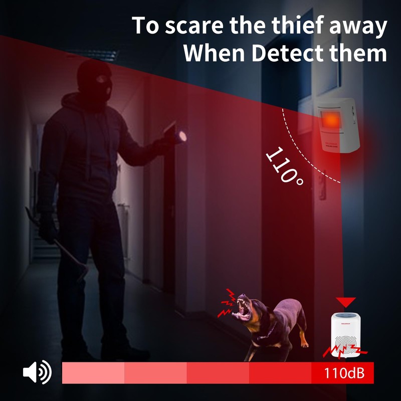 S SELDORAUK Dog Barking Alarm Motion Sensor- 1000 Feet Wireless