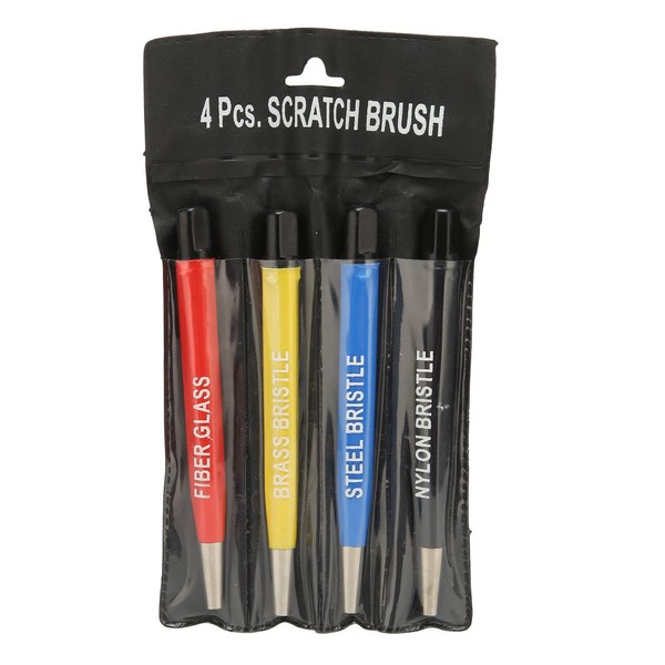 ZJchao 4pcs Scratch Brush Pen Set, Brass Steel Fiberglass Nylon