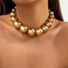 Pearl Necklace Chunky Gold Silver Bib Necklace for Women Statament