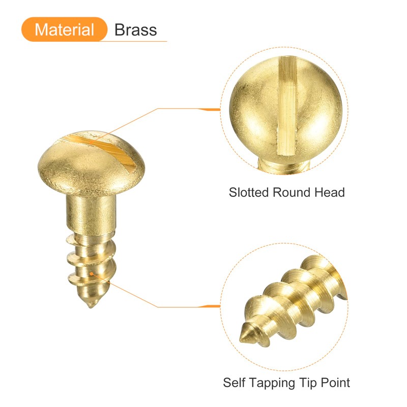 sourcing map Wood Screws M4 x 12mm Slotted Round Head