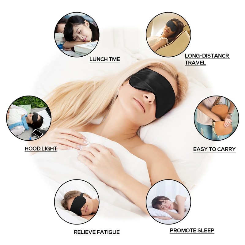 Ukissim Silk Sleep Mask, Adjustable Soft Eye Cover for Comfortable