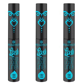 essence Lash PRINCESS LIQUID LINER black waterproof, Eyeliner, Schwarz, langanhaltend, intensiv, vegan, wasserfest, ohne Mikroplastikpartikel, ölfrei, 3er Pack (3x3ml)