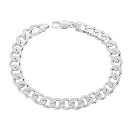 Treasure Bay Mens Solid 925 Sterling Silver Curb Chain Bracelet 8mm Width Italian Chain (21)