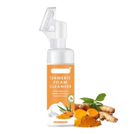Jabón facial de cúrcuma con cepillo, suave espuma facial de limpieza profunda, nutritiva e hidratante, adecuado para todo tipo de piel, 5.28 onzas líq