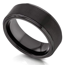 Kobelli Men's Black Tungsten Carbide Wedding Band 8mm, Size 9, Tungsten Carbide
