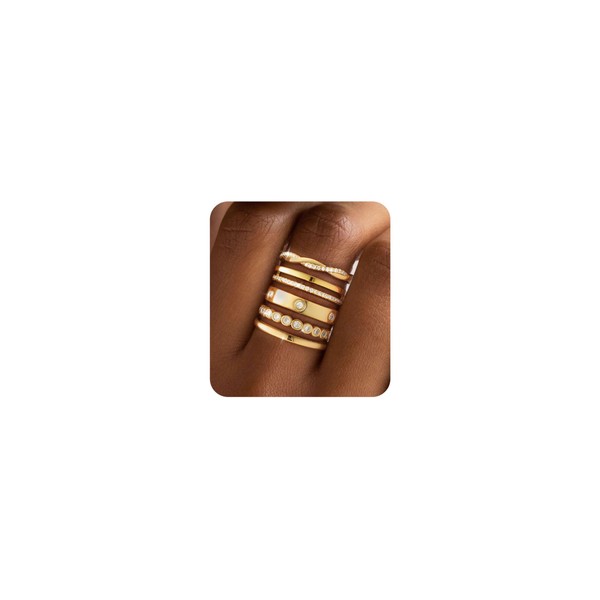 RLMOON Stackable Gold Rings for Women Non Tarnish Dainty 14K