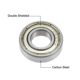 sourcing map Deep Groove Ball Bearings Z2 10mm x 22mm x 6mm Double Shielded Carbon Steel 4pcs