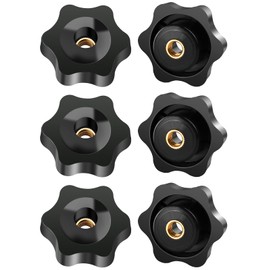FOMGIIN Star Grip Nut M4, Pack of 6, 25 mm Diameter Outer Wing Nut, Female Thread Brass Knurled Screw Star Handle for Machines and Systems, Furniture, Fitness Equipment, Machine Tools