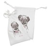 Lunarable Bow Fabric Pouch Set of 2, Hug a Pug