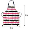Smooffly Black Pink Striped Apron Adjustable Bib Chef Aprons Cooking