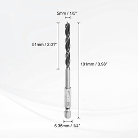 HARFINGTON 10pcs Brad Point Drill Bits Set 1/5" Dia High Carbon Steel Spiral Wood Twist Drill Bits with 1/4" Hex Shank for Drilling Softwood Hardwood Composite Wood MDF Plywood Particleboard