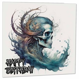 Gothic Birthday Card - Skull Skeleton Bday Card 145 x 145mm
