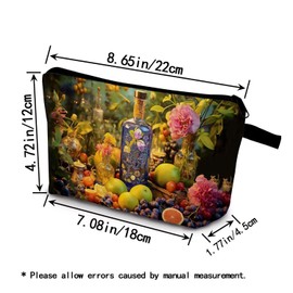 YULUENZE Floral Fruit Feast Makeup Bag Cute Small Organizer Bag with Zipper Floral Fruit Feast Cosmetic Bag Aesthetic Birthday Present for Women Sisters Friends -2
