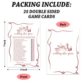 Bridal Shower Games Cards-Wedding Shoe Game, Red Theme Wedding Game Activity for 25 Guests, Bachelorette Engagement Party Supplies, 25 Cards -B08