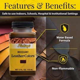 Fiebing's LeatherColors (4 Fl Oz, Mahogany) - Leather Dye for Natural Leather - Water-Based, Non-Flammable Formula - Permanent & Penetrating Color for Shoes, Boots, Furniture - Safe for Institutions