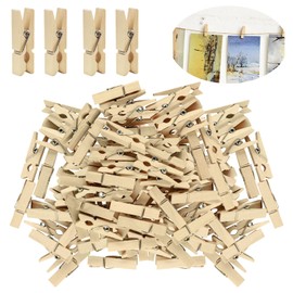 XZEIT 400 x Mini Wooden Pegs, 25 mm Natural Small Clothes Pegs Made of Real Wood, Decorative Pegs, Small Wooden Clips, Decorative Pegs for DIY, Crafts, Hanging Photos, Postcards, Letters, Pictures