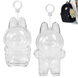 ADERTOS 2 PCS Protective Keychain for Vinyl Plush Toy Have a Seat, Transparent Protective Case for Dolls, Plastic Clear Cover Box for Sitting Figure, Protect Your Cute Doll, 15.5x8cm & 17x10cm