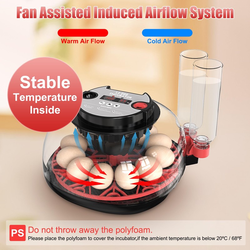 Khsp5d 12 Egg Incubator with Temperature Control, Humidity Display, Automatic