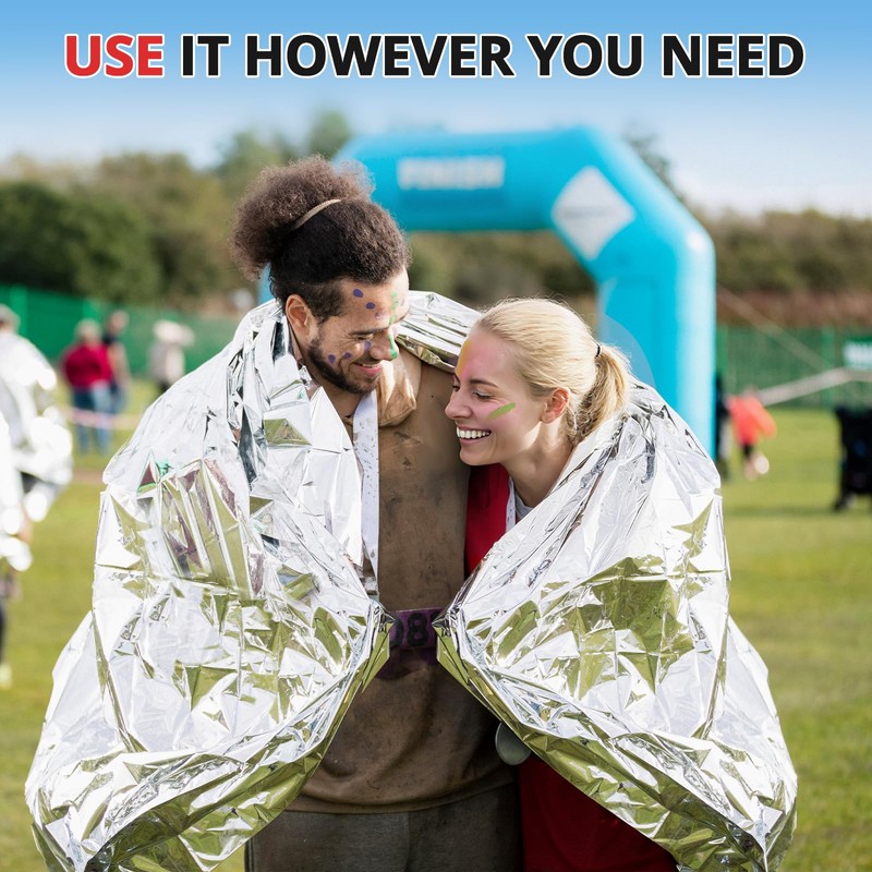 SecuCaptain Survival Emergency Thermal Blankets: 75 Pack Extra Large 84”