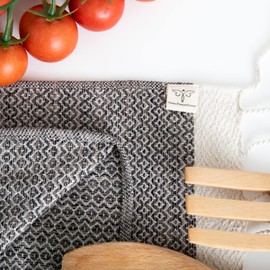 Smyrna Turkish Cotton Kitchen Dish Towels, 100% Natural Cotton, 15 x 26 Inches, Machine Washable, Ultra Soft, Absorbent, Prewashed and Quick Dry, Latte Color, Pack of 4