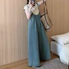 Mamkong Summer Maternity Overalls and Pants for Pregnancy Nursing Friendly L