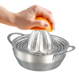 Double Handle Lemon Squeezers, Premium Quality Stainless Steel Juicer Hand, Lemon Juicer with Multiple Filtering Holes, Convenient for Separating Pulp and Juice, Easy to Clean, Sturdy and Durable