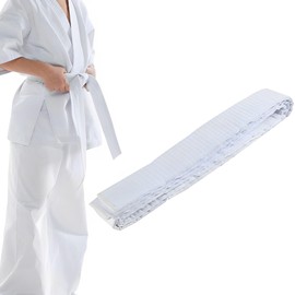 Karate Belt 220cm White, Taekwondo Belt Judo Belt, Cotton Striped Jiu-jitsu Belt for Martial Arts Training competition