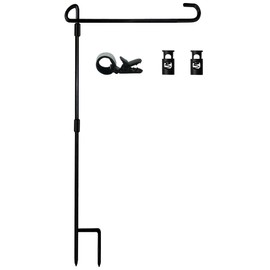 Garden Flag Stand-Holder-Pole with Flag Stopper and Clip Waterproof Powder-Coated Paint for House Flags,Decorative Yard Seasonal Flags