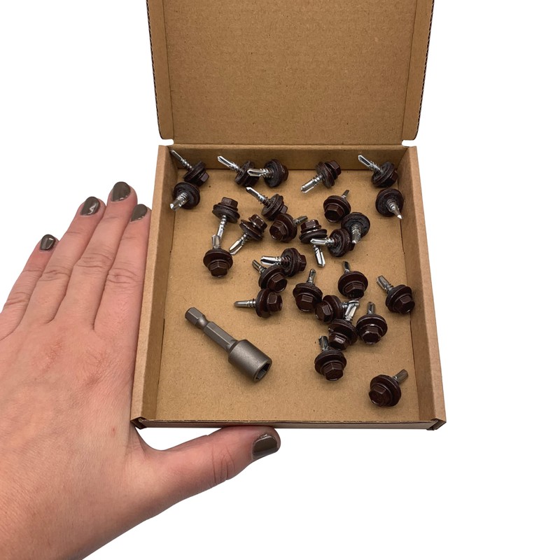 Pack of 25 Metal Roofing Screws 4.8 x 19 mm