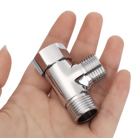 Toilet Diverter Valve Brass T Shape Adapter Connector, G1/2" Hose Fitting Tee 3-Way Diverter for Angle Valve Hose Toilet Bidet Sprayer Shower Arm (Chrome Round)