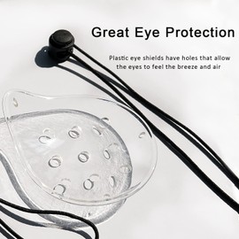 Vandorla Eye Shield, 6 Pcs Plastic Eye Shield Eye Patch for Eye Surgery Covering Breathable After Surgery Eye Protection with 2 Roll Tape & 6 Elastic Rope, Clear