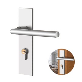 MORNWELL Cerradura de puerta para Puertas,Manija para Puerta Privacidad con cerradura y llave,chapas para Puertas y Entrada,oficina,dormitorio,entrada delantera,Cerradura Manija Cobre Puro(Plata)