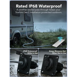 IP68 Waterproof Starlink Pass Through Kit for RV, CNC-Machined 6061 Aluminum RJ45 Ethernet Wall Socket for Starlink Standard Gen 3 (Gen 4) & Mini Ethernet, Ideal for RV Camper Boat Trailer Off-Grid