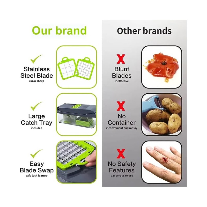 Multifunctional Vegetable Slicer with Accessories, Sharp Blades for Fruits and