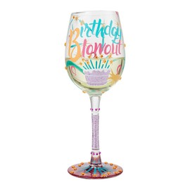 Enesco Designs by Lolita Birthday Blowout Hand-Painted Artisan Wine Glass, 1 Count (Pack of 1), Multicolor