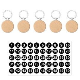 Number Tags, Luggage Tags, 5 Pieces, Number Stickers, Wooden Tags, Cloak Bills, Small Bills, Plastic, Wooden Key Holder, Solid Color, Key Tag, Name Placement, DIY (Round)