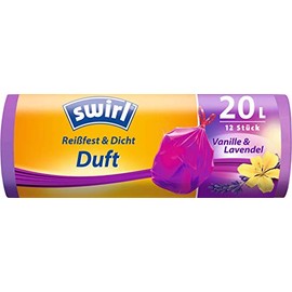 Swirl 20 Litre Vanilla Lavender Scented Drawstring Bin Liners - 1 Roll of 12 Bags