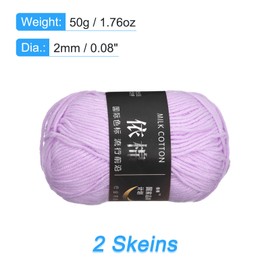uxcell Acrylic Yarn Skeins, 2 Pack of 50g/1.76oz Soft Crochet Yarns for Knitting and Crocheting Craft Project, Light Purple