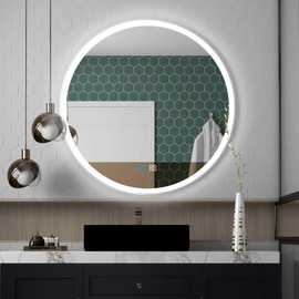 DIDIDADA 24 Inch Bathroom Round LED Vanity Mirror with Lights 3 Color Dimmable Wall Mounted Circle Smart Lighted Mirror for Bathroom Wall Round Lighted Mirror Anti Fog Bathroom Vanity Light Mirrors